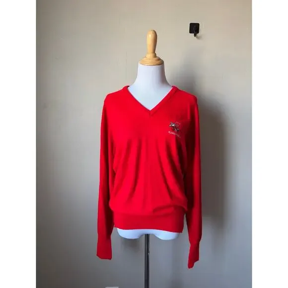 VTG 80's/90's Fiesta Women's UNLV Runnin Rebels Red V Neck Pullover Sweater Sz S - Picture 6 of 8